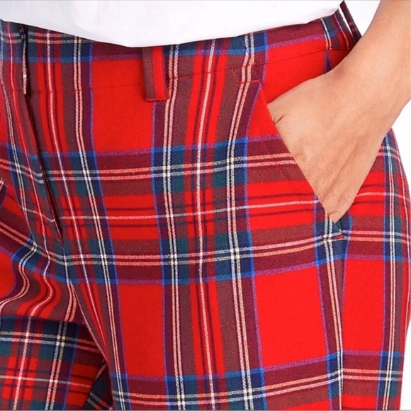 Vineyard Vines Jolly Plaid Ruffle Calypso Red Cocktail Pant Women’s Size 00 NWT - Picture 3 of 15